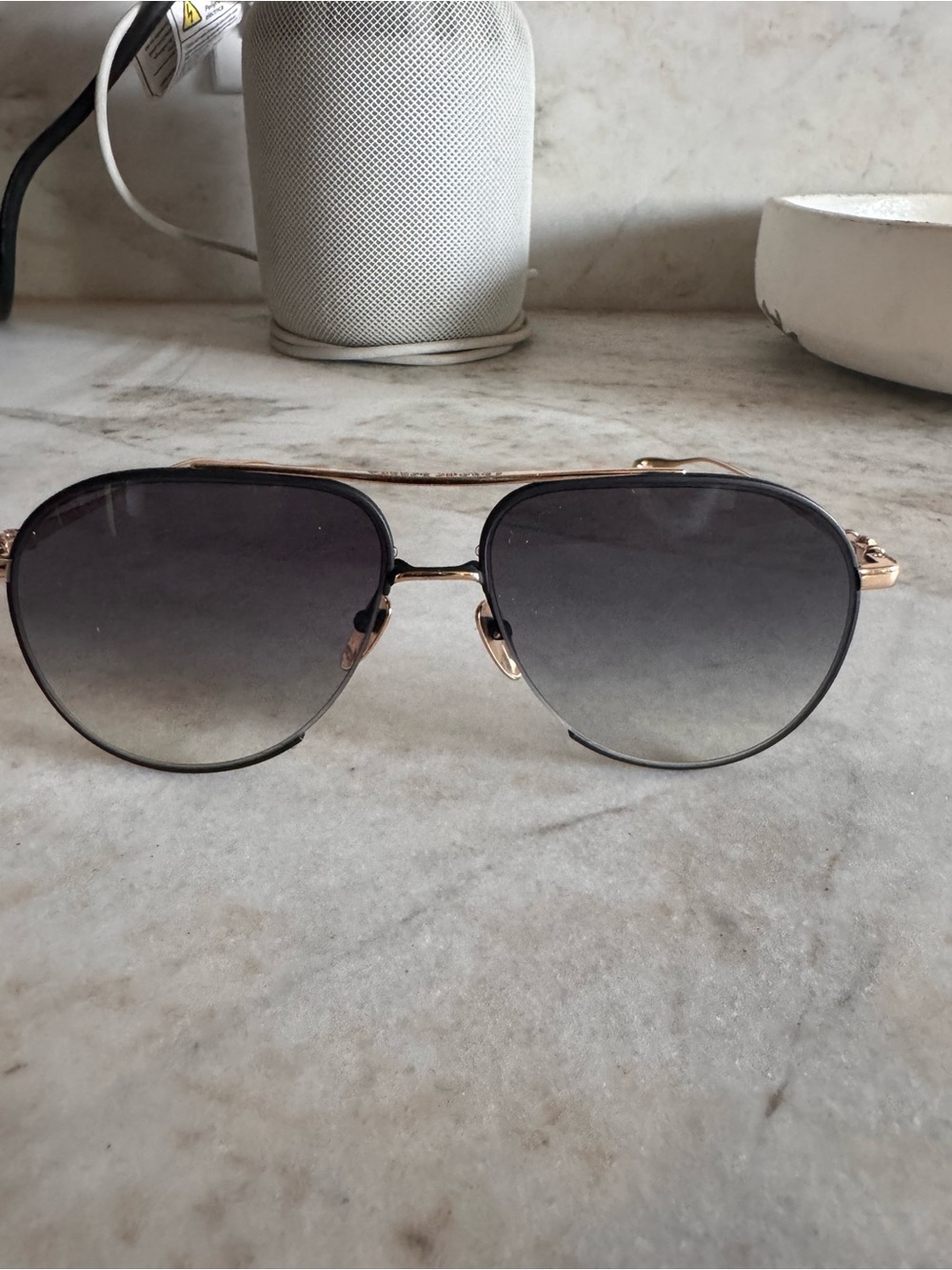 Chrome Hearts Gold Frame Sunglasses with Gradient Gray Lenses